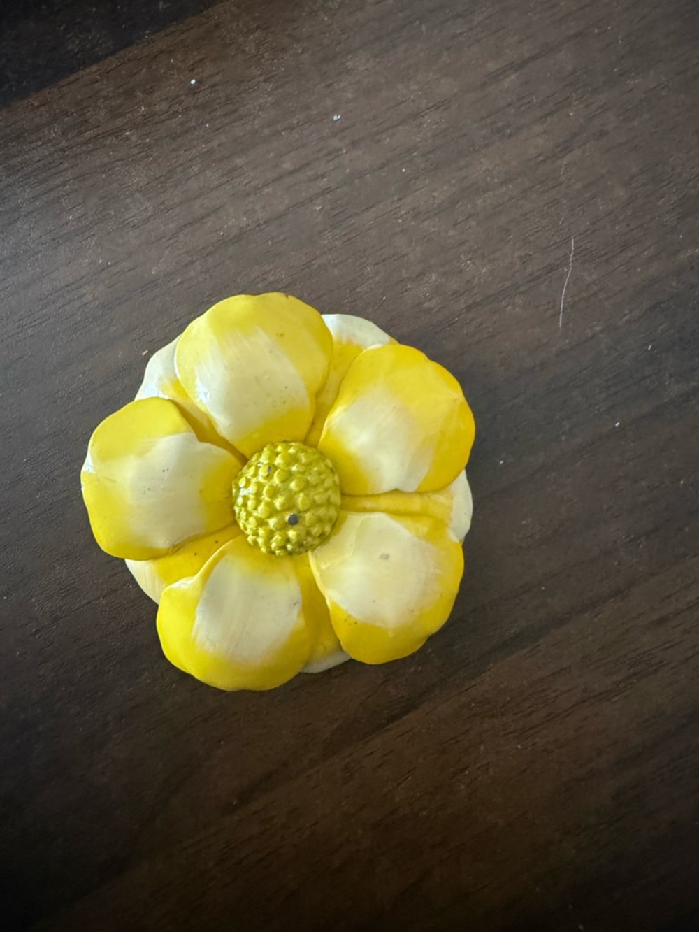 Yellow Floral Resin Accent - Decorative Flower Ornament